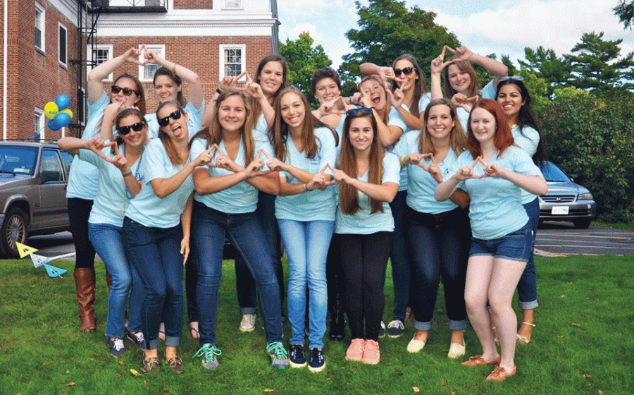 bid day fun day: The sisters and new members of the three sororities, Delta Delta Delta, Gamma Phi Beta and Kappa Kappa Gamma, celebrate the newadditions to their chapters on Sunday, September 14. 