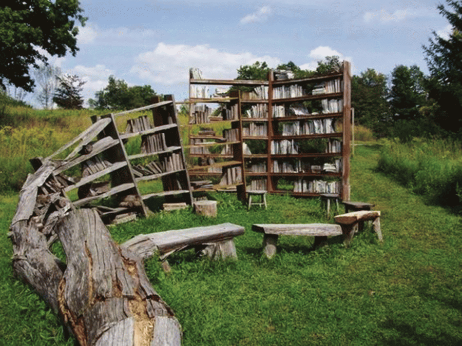 The stacks at Stone Quarry Hill Art Park exude an eerie feeling of a deserted library. A lot of the works featured at the park are incorporated in the natural environment. 