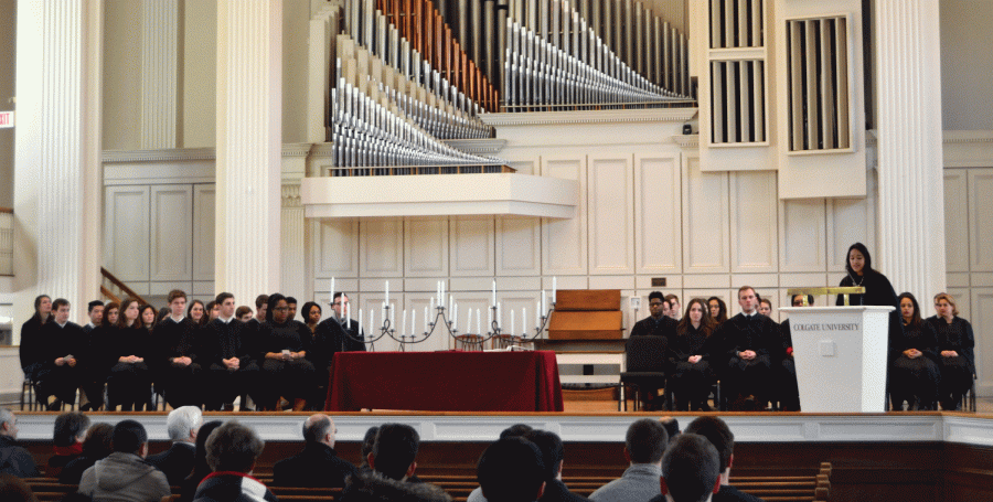Konosioni Class of 2016 joins the new members on stage as they are formally inducted into Colgate’s senior honor society.