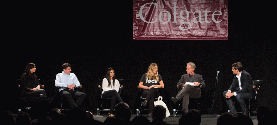 A panel of entrepreneurs share highs and lows of their business endeavors and offer advice to Colgate students about starting a business. 