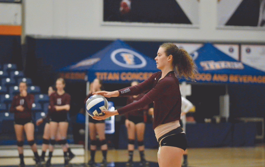 First-year middle blocker Taylor Flaherty recorded three blocks and a career-high 13 kills during the Raiders’ four-set match against Army this past weekend. 