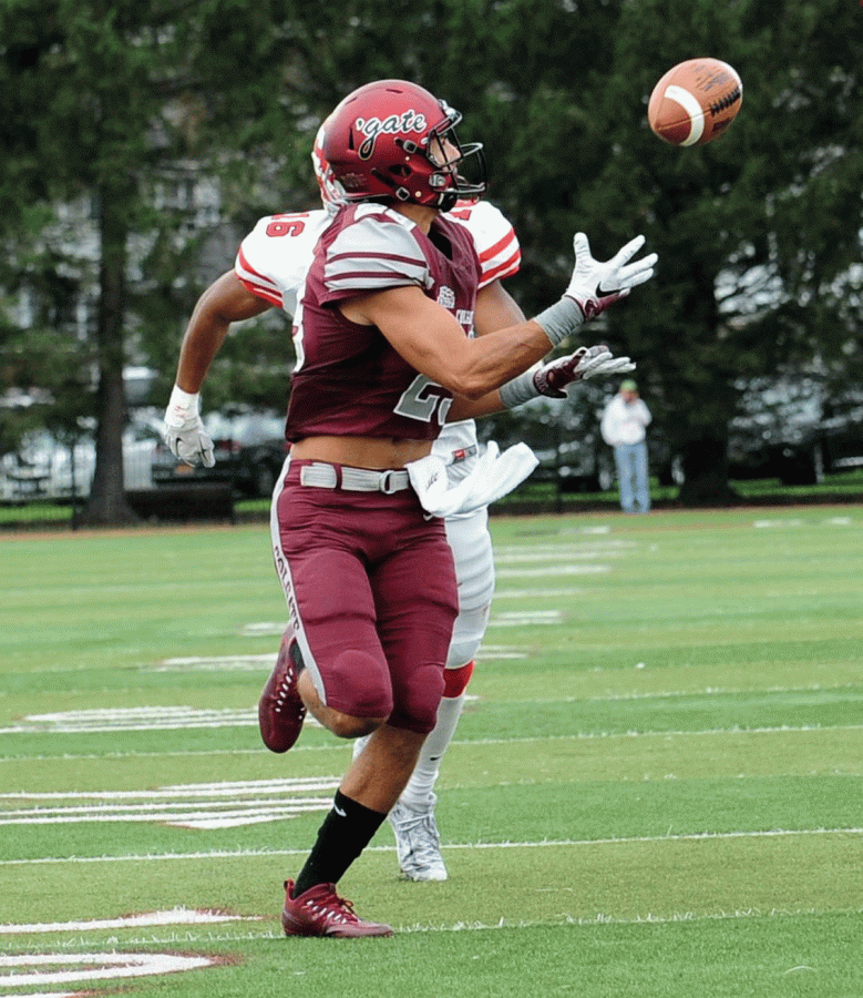 Senior wide-receiver John Maddaluna opened the contest with a 93-yard touchdown reception, breaking the previous program record.