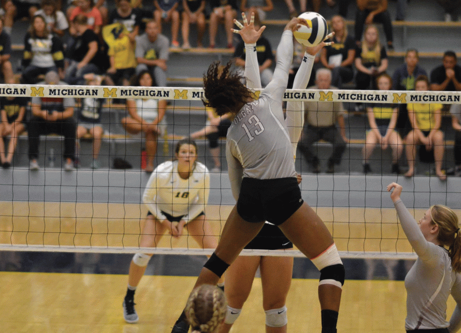 Sophomore middle-blocker Jaelah Hutchison has proven to be quite the threat around the net, recording 10 kills against Lehigh. 