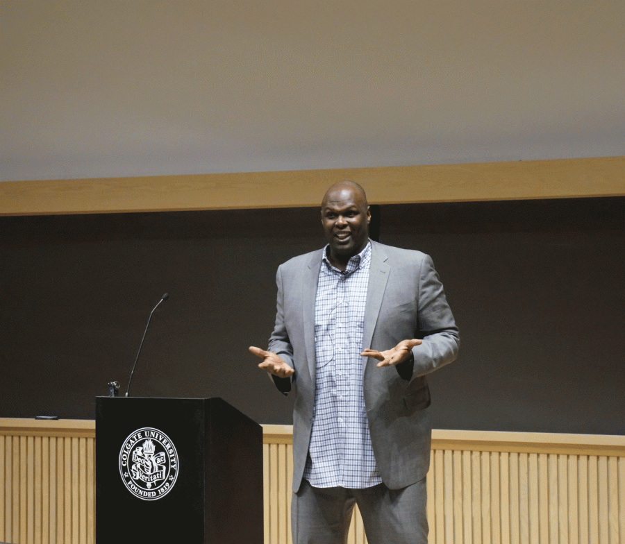 The multi-talented Adonal Foyle made his return to Colgate, sharing some of his works and experiences with the audience. 