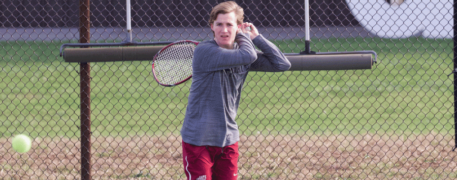 On+the+brink+of+the+tennis+teams%E2%80%99+fall+seasons%2C+Senior+Jacob+Daugherty+tells+Maroon-News+staff+that+the+men%E2%80%99s+team+is+looking+to+improve+upon+last+season%E2%80%99s+record+of+13-11.
