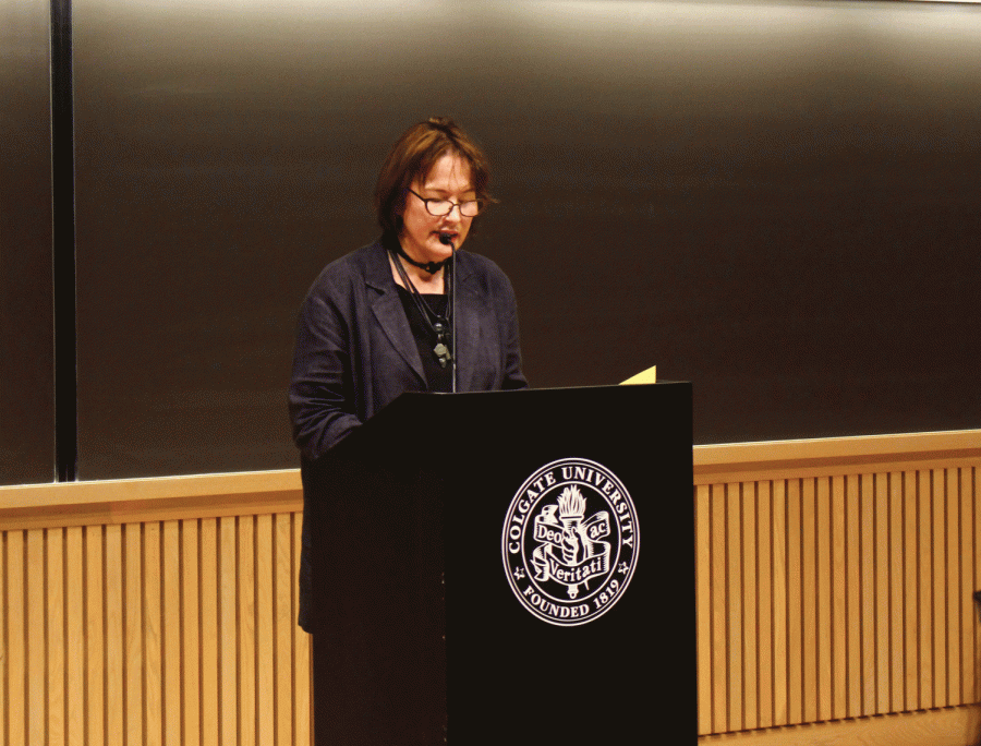 Alice Sebold, pictured above, spoke at the Living Writers Series about trauma and politics in the United States.