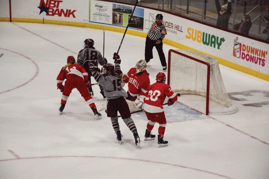 Cornell handed Colgate its third loss of the season at its home rink in Ithaca on Friday, December 1, but Colgate returned the favor with a victory over Cornell back home in Hamilton on Saturday night. 