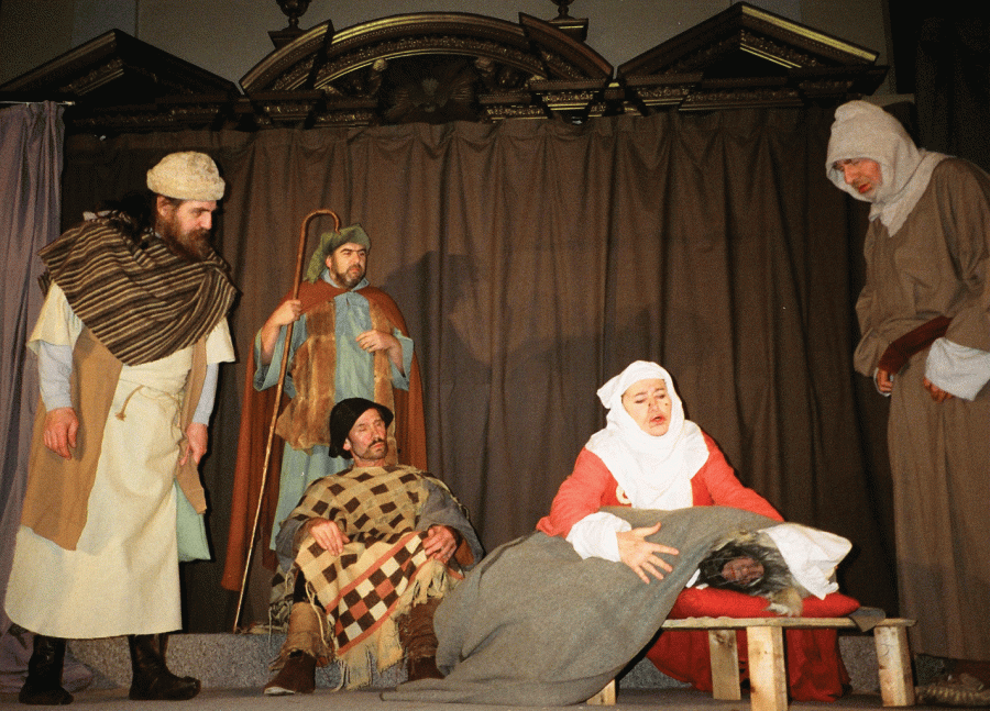 A snapshot from the play’s performance by actors in London.