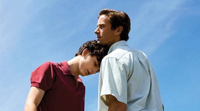 Elio and Oliver share an intimate moment together.
