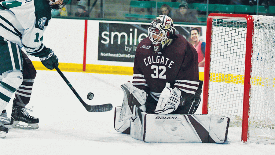 The+Colgate+teams+hopes+rest+on+sophomore+goalkeeper+Colton+Point+who%2C+after+yet+another+impressive+weekend%2C+led+the+league+in+saves.+%C2%A0