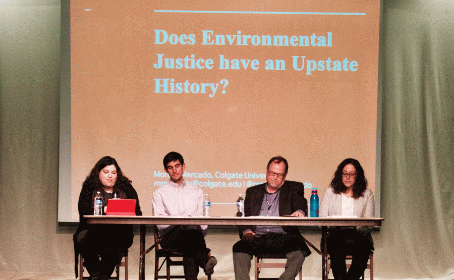 Colgate+professors+gathered+in+the+Palace+Theater+to+discuss+environmental+justice+as+part+of+Endangered+Justice+Week.+Each+member+spoke+about+the+importance+of+endangered+data+as+well+as+environmental+justice+in+upstate+New+York.%C2%A0