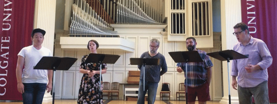 The members of the Blue Heron ensemble perform during Colgate’s two-day annual Italian Madrigal Conference September 15-16.