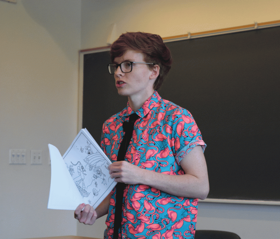 Menstruation activist Cass Bliss spoke to the Colgate community on Wednesday, April 3 about the experience of menstruating while being transgender.