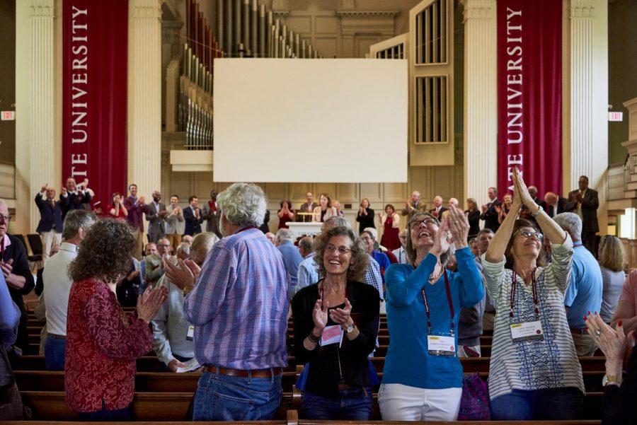 Bicentennial+Alumni+Assembly+in+the+Colgate+Memorial+Chapel.+All+returning+alumni+join+in+this+celebratory+event+to+recognize+alumni+award+winners%2C+salute+the+50th+Reunion+class%2C+and+honor+Colgate%E2%80%99s+Bicentennial.