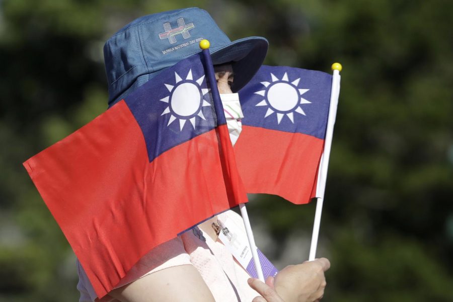 GROWING TENSIONS: A woman celebrates National Day in front of the Presidential Building in Taipei, Taiwan on Oct. 10.