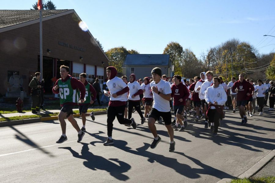 RACING FOR A REASON: Community members participate in a 5k race to celebrate the legacy of Colgate alumnus Clark Perkins.