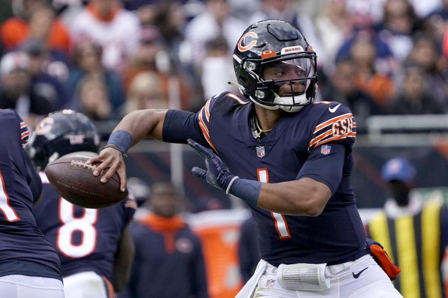 FRANCHISE FIELDS: Justin Fields has struggled out of the gate in his first year as the starting quarterback for the Chicago Bears, worrying fans in Chicago.